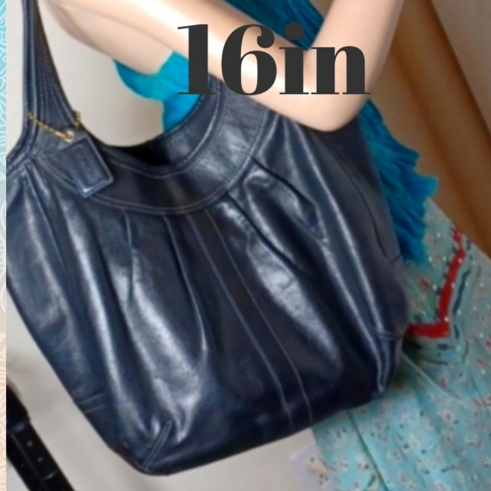 16IN RARE COACH 2008 #12247 GORGEOUS PLEATED ERGO TATTERSAL BAG,TOTE